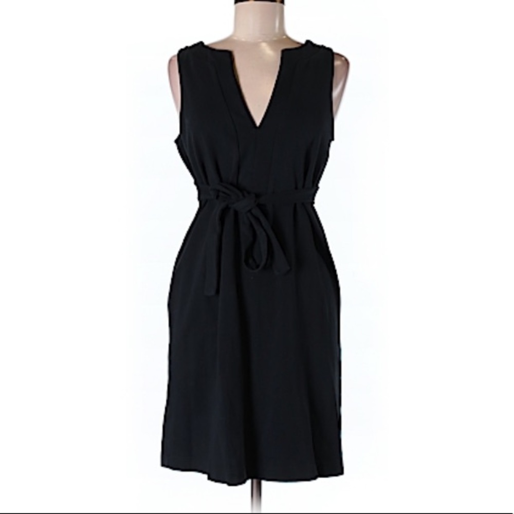 J crew black mini dress with tie belt detail. SM